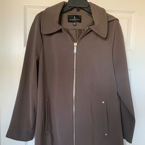 London Fog Hooded Zip-Up Taupe Raincoat